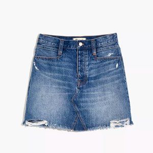 NWOT Madewell Rigid Denim Straight Mini Skirt: Destructed Edition, Size 24